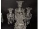 Pair candelabra candlesticks 4 lights crystal pendants Baccarat Medallion XXth