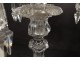 Pair candelabra candlesticks 4 lights crystal pendants Baccarat Medallion XXth