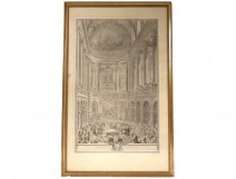 Engraving Cochin ceremony Wedding Louis Dauphin Marie Thérèse Versailles 18th