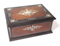 Sormani jewelery box set with rosewood ebony inlay flowers nineteenth