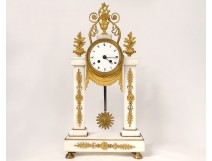 Pendulum gantry Louis XVI white marble gilt bronze vase flowers clock 18th