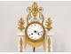 Pendulum gantry Louis XVI white marble gilt bronze vase flowers clock 18th