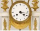 Pendulum gantry Louis XVI white marble gilt bronze vase flowers clock 18th