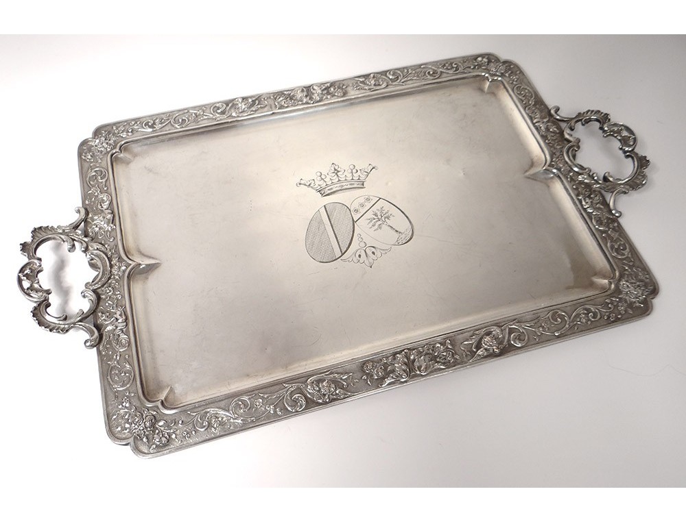 large metal tray with handles