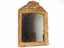 Mirror Régence ice carved wood frame gilded shell flowers mirror eighteenth