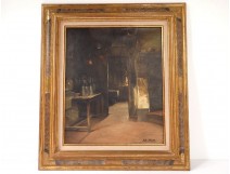 HST table interior house Breton farm Alexandre Bretagne painting XXth