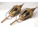 Pair of golden brass procession lanterns gothic decor cross nineteenth century