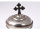 Small ciborium travel chrismatory sterling silver Minerve cross 37gr nineteenth