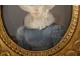 Miniature painted portrait young woman hat golden frame restoration nineteenth