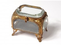 Small box jewelry box glass gilded brass Napoleon III nineteenth century