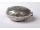 Small round box pills silver ice cream powder silver flowers nineteenth century