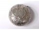 Small round box pills silver ice cream powder silver flowers nineteenth century