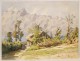 Landscape watercolor painting Aix-Les-Bains Paul Roux 1883