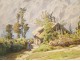 Landscape watercolor painting Aix-Les-Bains Paul Roux 1883