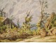 Landscape watercolor painting Aix-Les-Bains Paul Roux 1883