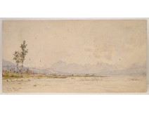 Watercolor Painting View Aix-Les-Bains Paul Roux 1883