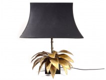 Maison Jansen lamp palm tree foliage bamboo brass vintage 1970 vintage design