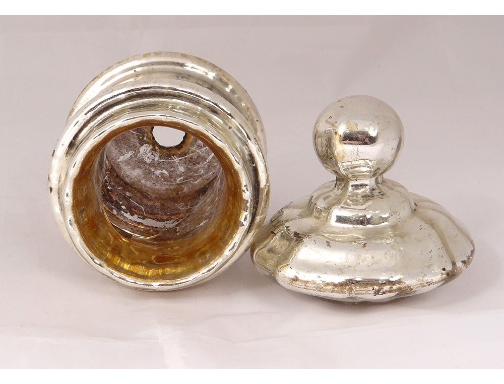Pot jarre DAPHNE en verre mercurisé finition argent antique