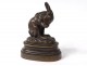 Small bronze sculpture Isidore Bonheur Rabbit in his toilet XIXth century