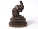 Small bronze sculpture Isidore Bonheur Rabbit in his toilet XIXth century