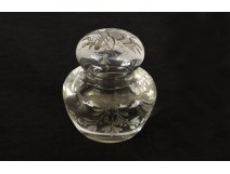 Small inkwell engraved crystal torch quiver knots Napoleon III nineteenth