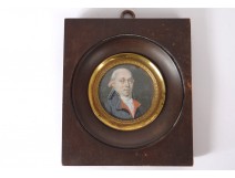 Miniature painted portrait noble man Empire painting nineteenth century