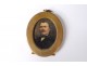 Small painted miniature portrait notable man bourgeois brass nineteenth