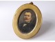 Small painted miniature portrait notable man bourgeois brass nineteenth