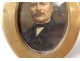 Small painted miniature portrait notable man bourgeois brass nineteenth