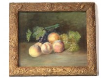 Pastel painting Emma Gardel still life fruit grapes peach nineteenth twentieth