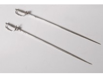 2 skewers skewers hâtelets swords sterling silver Vieillard Paris 40gr XIXth