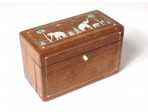 Box box with cigarettes rosewood inlay elephants palms nineteenth