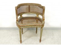 Louis XVI caned office armchair carved gilded Napoleon III nineteenth