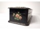 Glove box painted wood nacre birds flowers landscape Napoleon III nineteenth