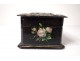 Glove box painted wood nacre birds flowers landscape Napoleon III nineteenth