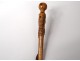 Cane of hairy carved wood snake cross Lorraine Memo Folk Art XXth