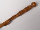 Cane of hairy carved wood snake cross Lorraine Memo Folk Art XXth