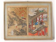 Japanese print Ukiyo-e characters demons temple mythology landscape nineteenth