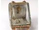 Jewel box box gilded brass beveled glass engraved Napoleon III nineteenth