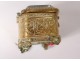 Jewel box box gilded brass beveled glass engraved Napoleon III nineteenth