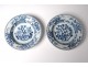 2 hollow plates porcelain plates Compagnie Indes white blue Kangxi XVIII