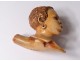 Small head of pipe sea foam carved Nubian man black meerschaum nineteenth