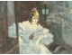 Color lithograph Louis Icart Elegant woman Carriage Belle-Epoque twentieth