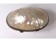 Mother of pearl egg holder gold metal chaplet box nineteenth century