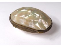 Mother of pearl egg holder gold metal chaplet box nineteenth century