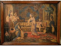 HST Orientalist Painting Palace Bali by Hokfer twentieth