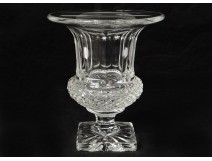 Vase cut crystal Saint-Louis model Versailles pointe diamonds twentieth