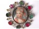 Portrait miniature pendant Marie Antoinette silver emerald ruby eighteenth