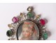 Portrait miniature pendant Marie Antoinette silver emerald ruby eighteenth