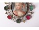 Portrait miniature pendant Marie Antoinette silver emerald ruby eighteenth